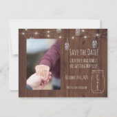 Rustikal Jar Twinkle Lights Save the Date (Vorderseite)