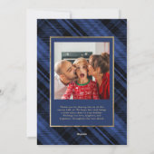 Rustikal Kariert Blue Gold Frohe Weihnachten 2 Fot (Rückseite)