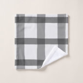 Rustikal Kariert Buffalo Karo Grau und Weiß Badhandtuch Set (Waschlappen)