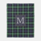 Rustikal-Kariert-grünes Monogramm Tartan Fleecedecke (Vorderseite)