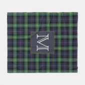 Rustikal-Kariert-grünes Monogramm Tartan Fleecedecke (Vorderseite (Horizontal))
