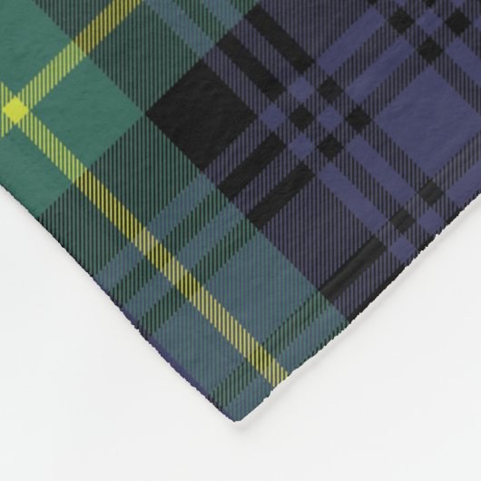Rustikal-Kariert-grünes Monogramm Tartan Fleecedecke (Ecke)