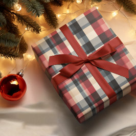 Rustikal Kariert in Grey Red Tan Ivory Geschenkpapier