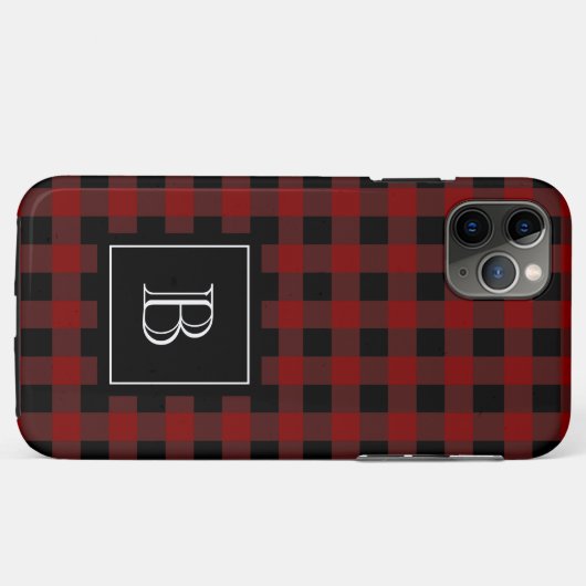 Rustikal Kariert Lumberjack Buffalo Custom Monogra Case-Mate iPhone Hülle (Rückseite (Horizontal))