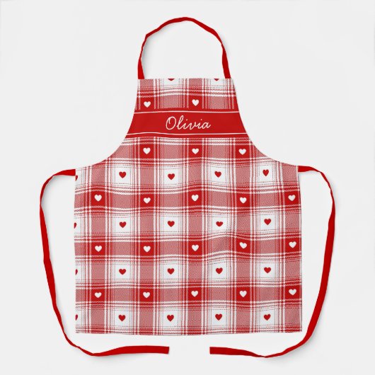 Rustikal Kariert mit Herzschlössern Schürze (Vorderseite)