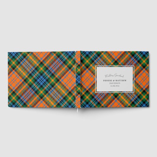 Rustikal Kariert Murray Orange Green Tartan Gästebuch (Voll)