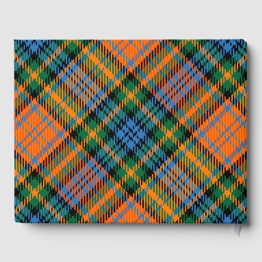 Rustikal Kariert Murray Orange Green Tartan Gästebuch (Rückseite)