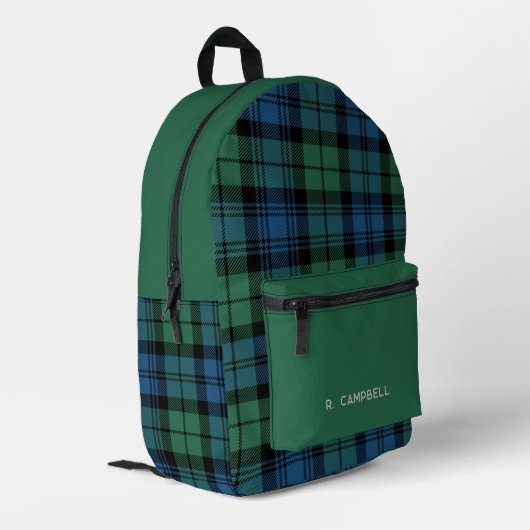 Rustikal Kariert Personalisiert Campbell Tartan Bedruckter Rucksack (Rückseitige Ecke links)