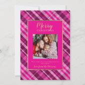 Rustikal Kariert Pink Gold Frohe Weihnachten 2 Fot (Vorderseite)