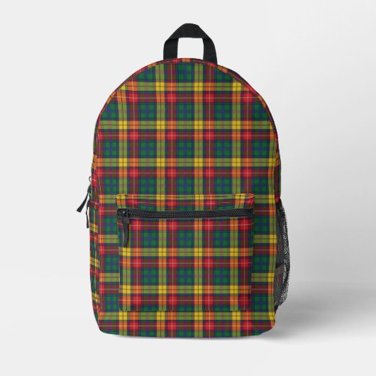 Rustikal Kariert Rot Gelb Grüner Buchanan Tartan Bedruckter Rucksack (Vorderseite)