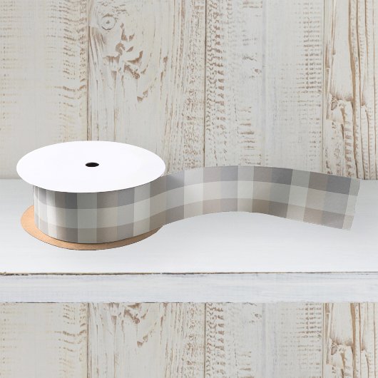 Rustikal Kariert Tan Gray Ivory Satinband