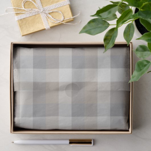 Rustikal Kariert Tan Gray Ivory Seidenpapier (Geschenk)