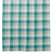 Rustikal Kariert Türkis Grau Beige Duschvorhang (Vorderseite)