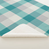 Rustikal Kariert Türkis Grau Beige Sherpadecke (3/4)