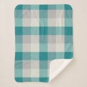 Rustikal Kariert Türkis Grau Beige Sherpadecke (Vorderseite)