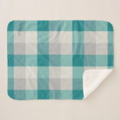 Rustikal Kariert Türkis Grau Beige Sherpadecke (Vorderseite (Horizontal))