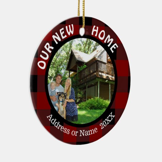 Rustikal Kariert UNSERE NEUE ZUHAUSE (oder anderer Keramik Ornament (Rechts)