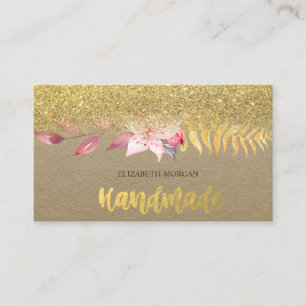 Rustikal, Kraft, Aquarell, Blume, Glitzer Ombre Visitenkarte