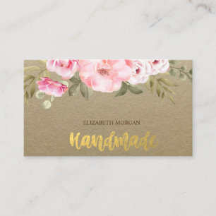 Rustikal, Kraft, Aquarellblumen Visitenkarte