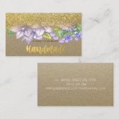 Rustikal, Kraft, Aquarellfarben, Blume, Glitzer Visitenkarte (Vorne/Hinten)