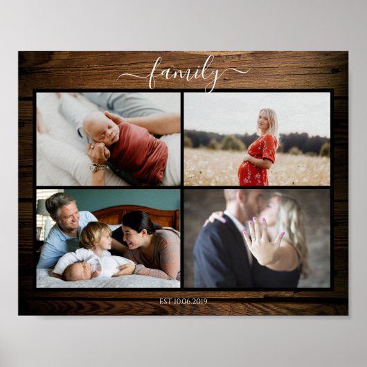 Rustikal Kundenspezifisches Familie Foto Poster (Vorne)