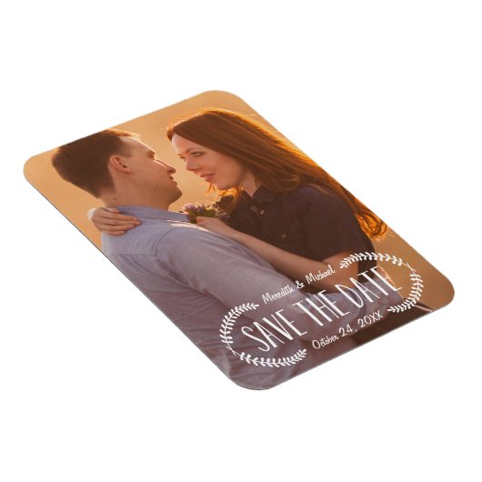 Rustikal Laurel | FOTO SAVE THE DATE Magnet (Rechte Seite)