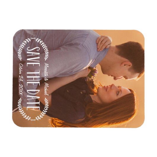 Rustikal Laurel | FOTO SAVE THE DATE Magnet (Horizontal)