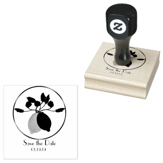 Rustikal Lemon Save the Date Hochzeit Initial Gummistempel (Stempel)