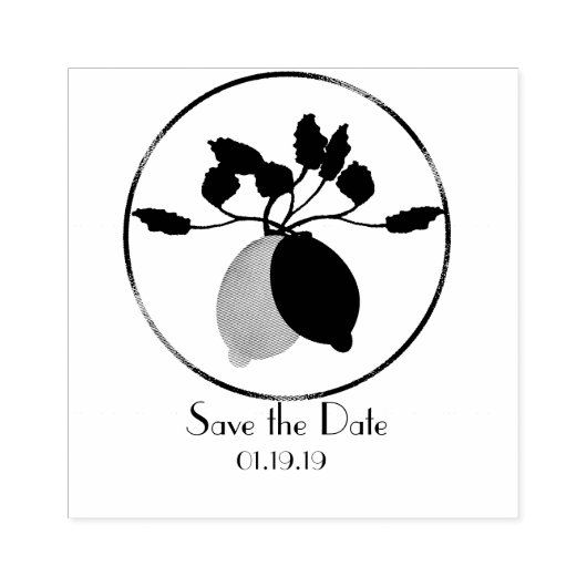 Rustikal Lemon Save the Date Hochzeit Initial Gummistempel (Prägung)