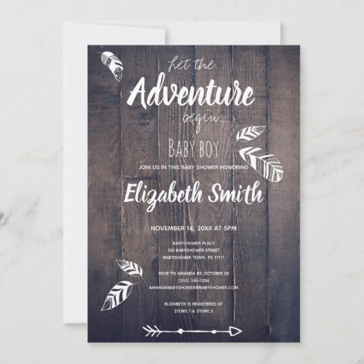 Rustikal Ließ das Abenteuer zu beginnen. Einladung (Vorderseite)