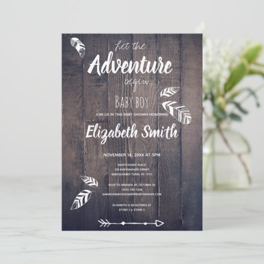 Rustikal Ließ das Abenteuer zu beginnen. Einladung (Stehend Vorderseite)