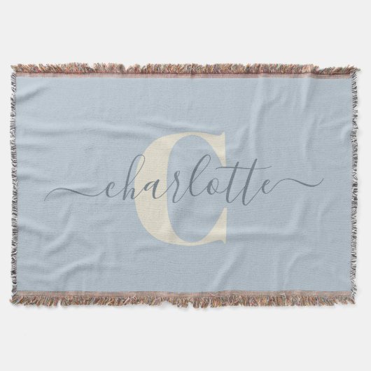 Rustikal Light Blue Personalisiert Name Mit Monogr Decke (Vorderseite)