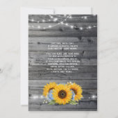 Rustikal Light Blue Rose Sonnenblumen Quinceanera Einladung (Rückseite)