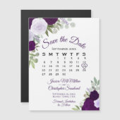 Rustikal Lila Blumenkalender Save the Date Magnet (Vorne/Hinten)
