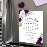 Rustikal Lila Blumenkalender Save the Date Magnet