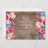 Rustikal Lila rosa Blütendusche Einladungen (Vorderseite)