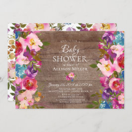 Rustikal Lila rosa Blütendusche Einladungen