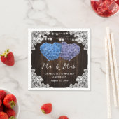 Rustikal Lila und blau Mr. und Mrs. Floral Wedding Serviette (Beispiel)