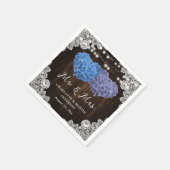 Rustikal Lila und blau Mr. und Mrs. Floral Wedding Serviette (Ecke)