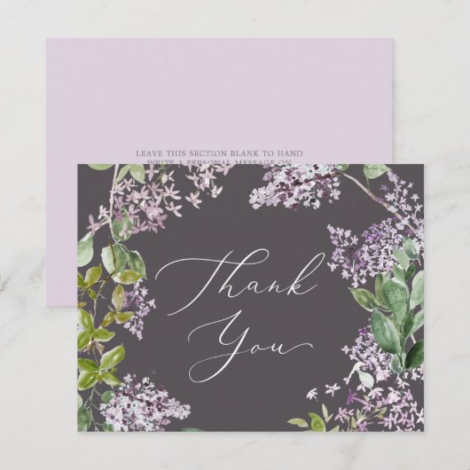 Rustikal Lilac | Graue Dankeschön Karte (Vorne/Hinten)