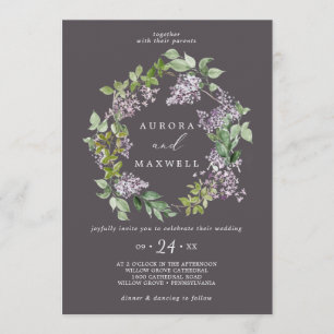 Rustikal Lilac Grey Wreath Wedding Einladung