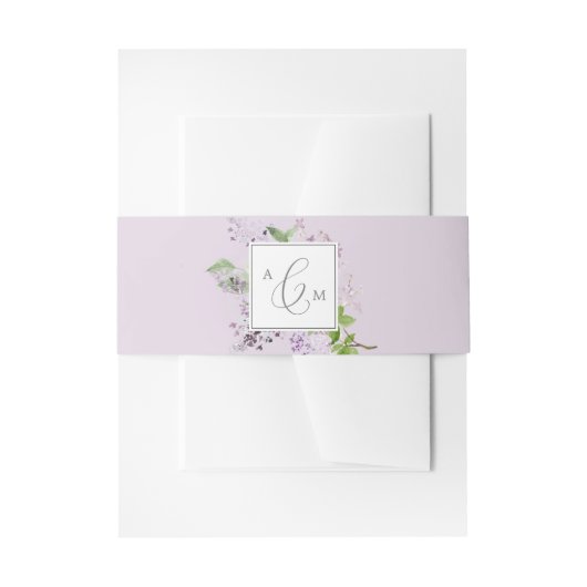Rustikal Lilac | Lavender Monogram Wedding Einladungsbanderole (Vorderseite Beispiel)