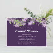 Rustikal Lilac | Lila Brautdusche Einladung (Stehend Vorderseite)