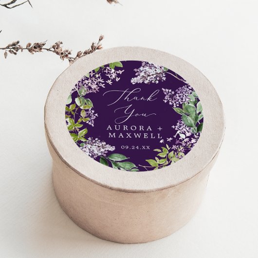 Rustikal Lilac | Lila Dankeschön Gastgeschenk Hoch Runder Aufkleber