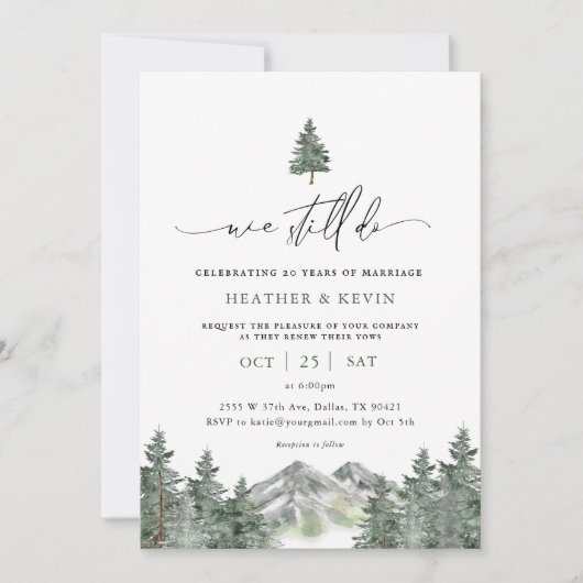 Rustikal machen wir immer noch Mountain Vow Erneue Einladung (Vorderseite)