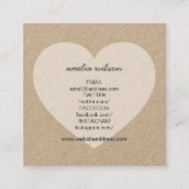 Rustikal Made with Liebe Heart Kraft Social Media Quadratische Visitenkarte (Rückseite)