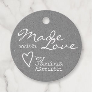 Rustikal Made with Liebe Heart Symbol Silver Gray Geschenkanhänger