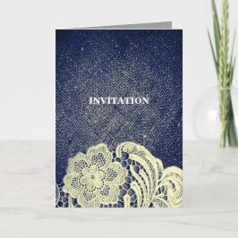 Rustikal marineblaue Hochzeit Einladung