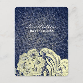 Rustikal marineblaue Hochzeit Einladung