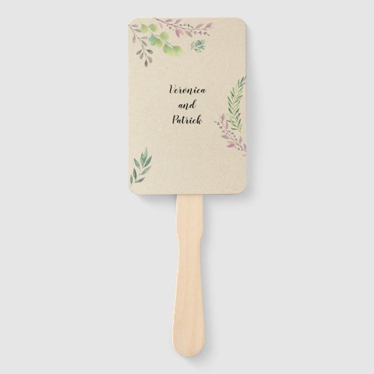 Rustikal mit Grün Hochzeit Fächer (Vorderseite)